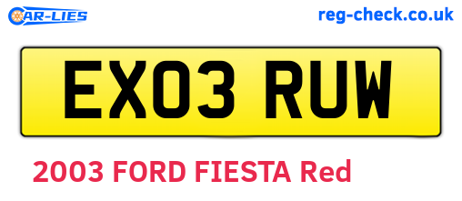 EX03RUW are the vehicle registration plates.