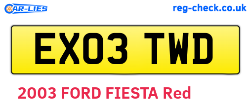 EX03TWD are the vehicle registration plates.