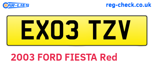 EX03TZV are the vehicle registration plates.