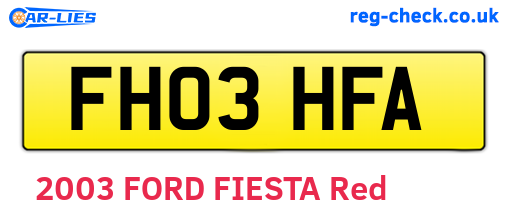 FH03HFA are the vehicle registration plates.