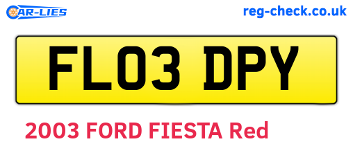 FL03DPY are the vehicle registration plates.