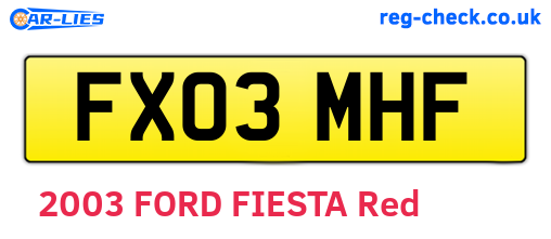 FX03MHF are the vehicle registration plates.