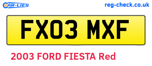 FX03MXF are the vehicle registration plates.