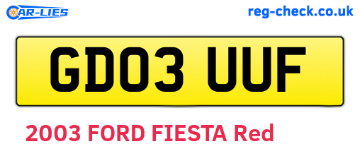 GD03UUF are the vehicle registration plates.