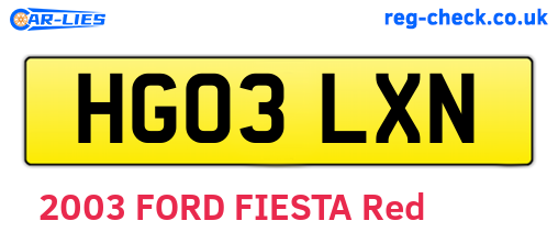 HG03LXN are the vehicle registration plates.