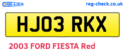 HJ03RKX are the vehicle registration plates.