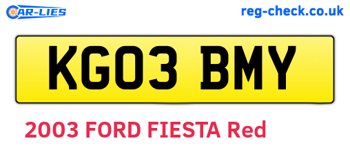 KG03BMY are the vehicle registration plates.