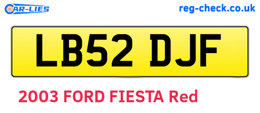 LB52DJF are the vehicle registration plates.