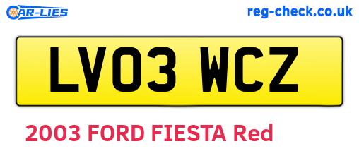 LV03WCZ are the vehicle registration plates.