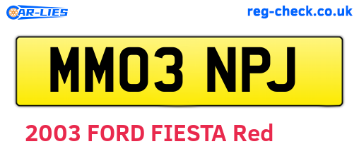 MM03NPJ are the vehicle registration plates.