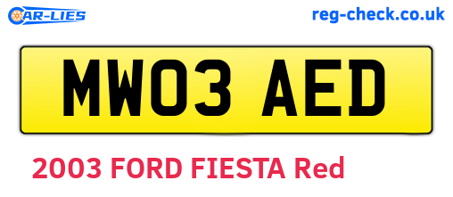 MW03AED are the vehicle registration plates.