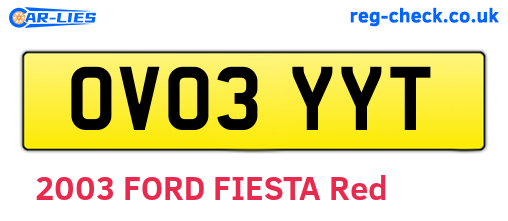 OV03YYT are the vehicle registration plates.