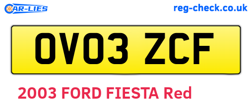 OV03ZCF are the vehicle registration plates.