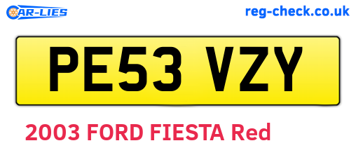 PE53VZY are the vehicle registration plates.
