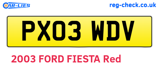 PX03WDV are the vehicle registration plates.