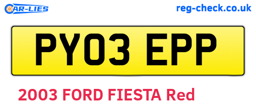PY03EPP are the vehicle registration plates.