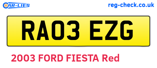 RA03EZG are the vehicle registration plates.