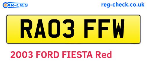 RA03FFW are the vehicle registration plates.