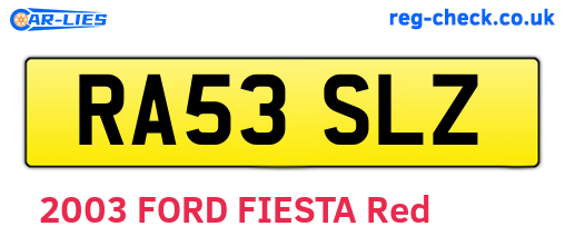 RA53SLZ are the vehicle registration plates.