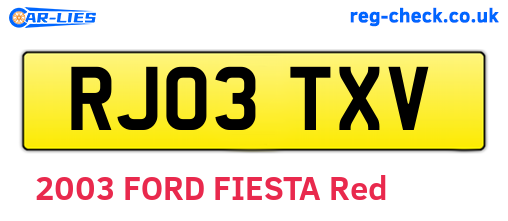 RJ03TXV are the vehicle registration plates.