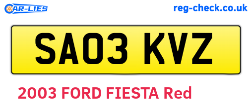 SA03KVZ are the vehicle registration plates.