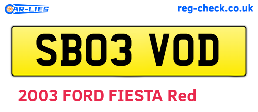 SB03VOD are the vehicle registration plates.