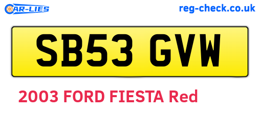 SB53GVW are the vehicle registration plates.