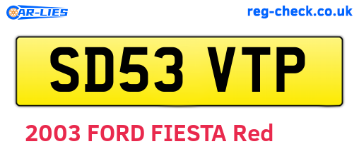 SD53VTP are the vehicle registration plates.