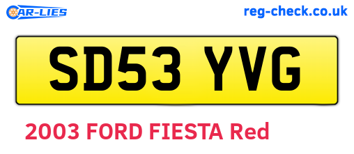 SD53YVG are the vehicle registration plates.
