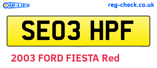 SE03HPF are the vehicle registration plates.