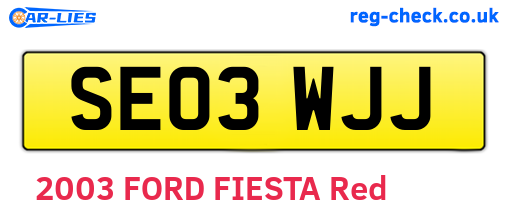 SE03WJJ are the vehicle registration plates.