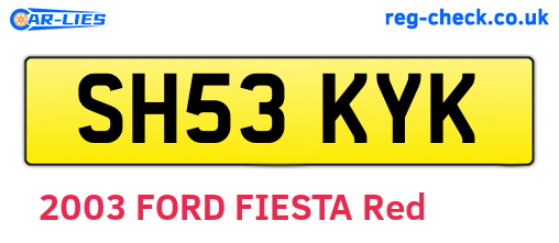 SH53KYK are the vehicle registration plates.