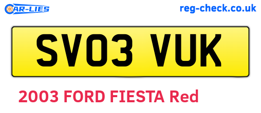 SV03VUK are the vehicle registration plates.