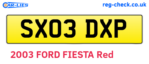 SX03DXP are the vehicle registration plates.