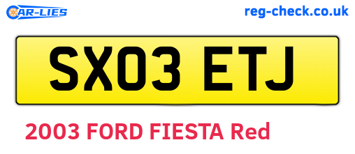 SX03ETJ are the vehicle registration plates.