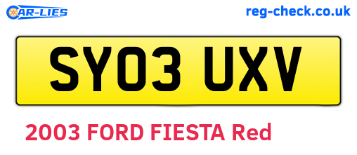 SY03UXV are the vehicle registration plates.