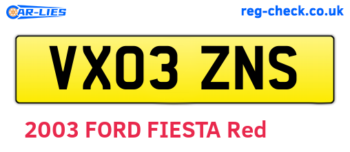 VX03ZNS are the vehicle registration plates.
