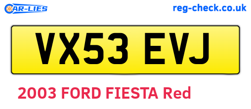 VX53EVJ are the vehicle registration plates.