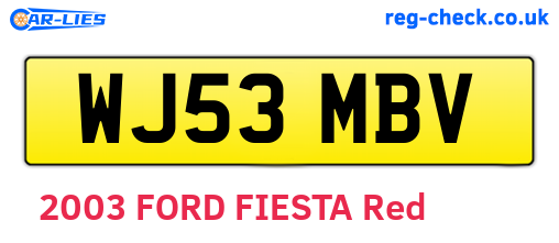 WJ53MBV are the vehicle registration plates.