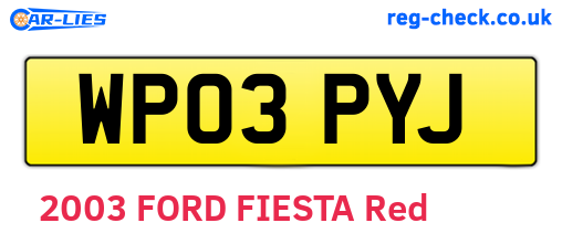 WP03PYJ are the vehicle registration plates.