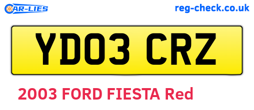 YD03CRZ are the vehicle registration plates.
