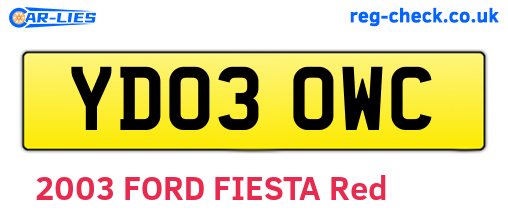 YD03OWC are the vehicle registration plates.