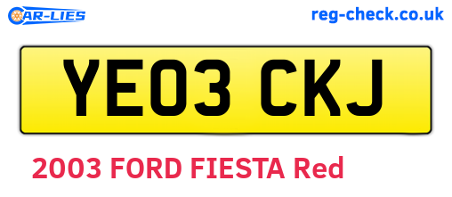 YE03CKJ are the vehicle registration plates.