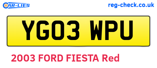 YG03WPU are the vehicle registration plates.