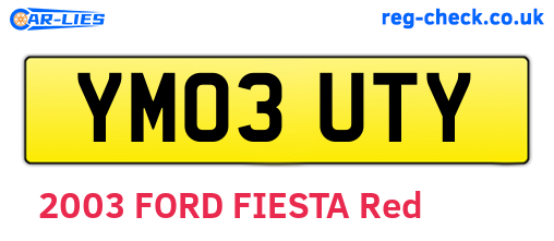 YM03UTY are the vehicle registration plates.