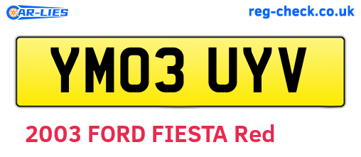 YM03UYV are the vehicle registration plates.