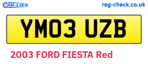 YM03UZB are the vehicle registration plates.