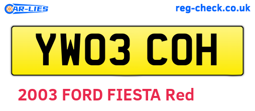 YW03COH are the vehicle registration plates.