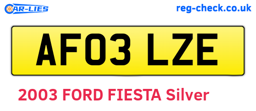 AF03LZE are the vehicle registration plates.