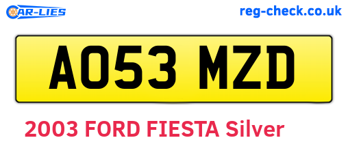 AO53MZD are the vehicle registration plates.